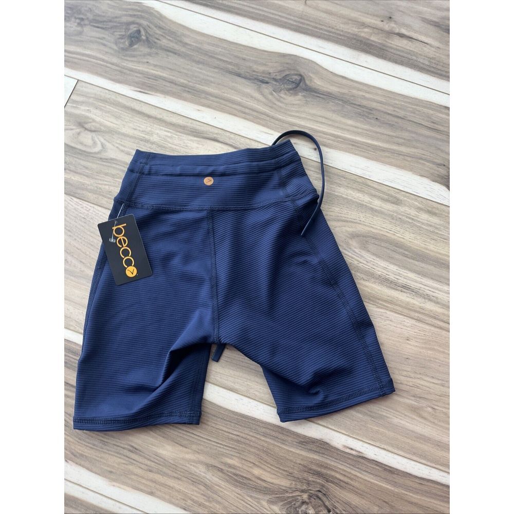 Women's High-Rise Seamless Bike/ Fitness Shorts - Becco XS Navy Blue - Picture 2 of 4